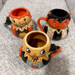 Set of 3 Ceramic Johanna Parker Transpac Halloween 🎃 Mugs Scarecrow Devil